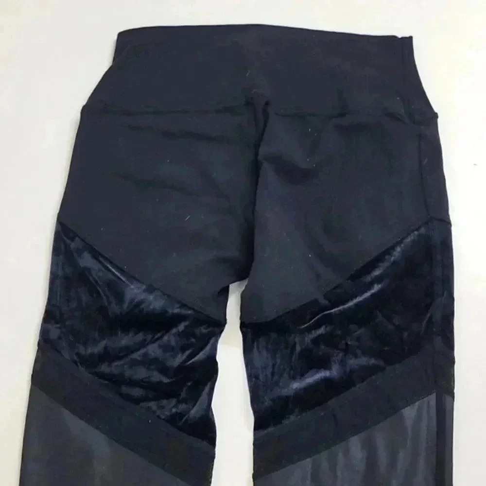 Alo Yoga Black Sheila Leggings Mesh Panels  Activewear
